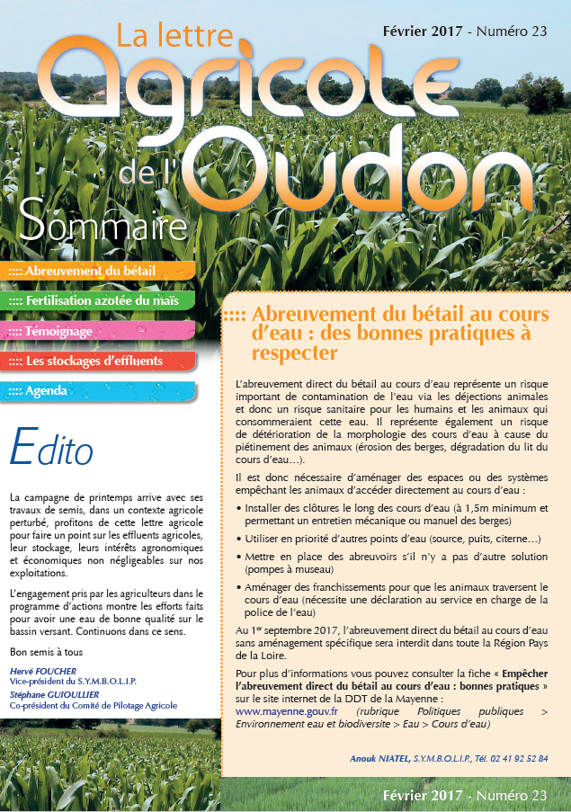 Lettre agricole de l’Oudon n°23