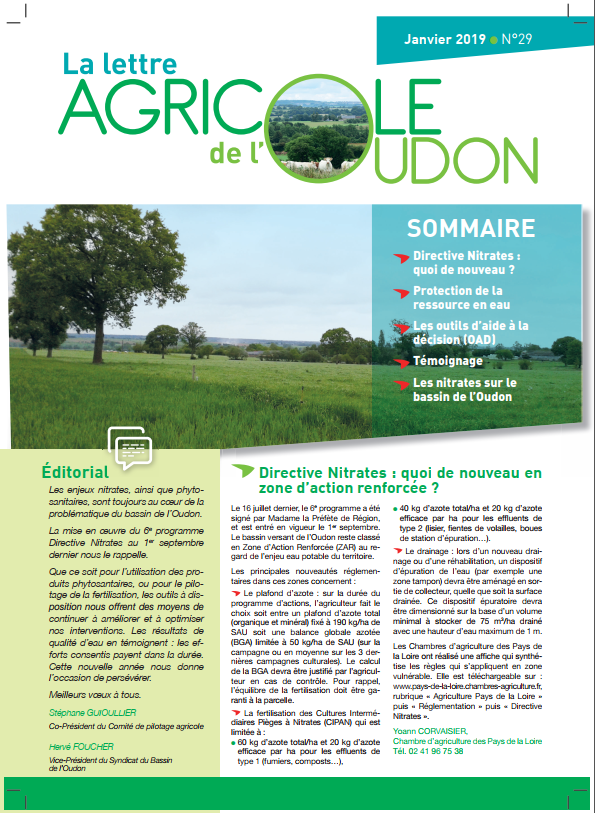 Lettre agricole de l’Oudon n°29