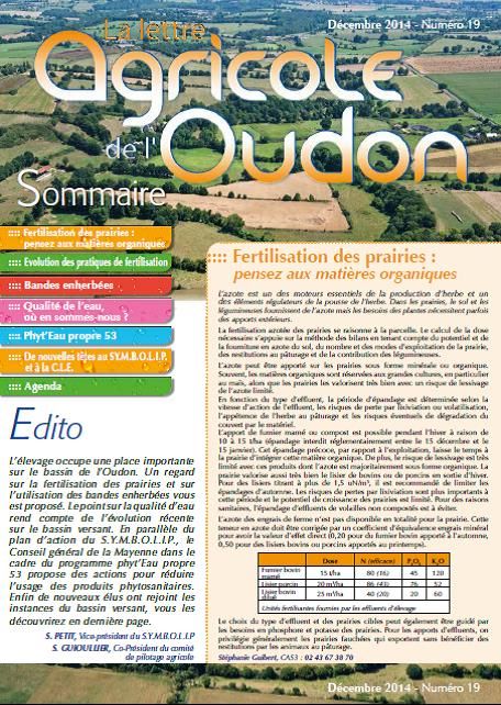 Lettre agricole de l’Oudon N°19