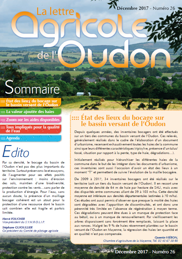 Lettre agricole de l’Oudon n°26